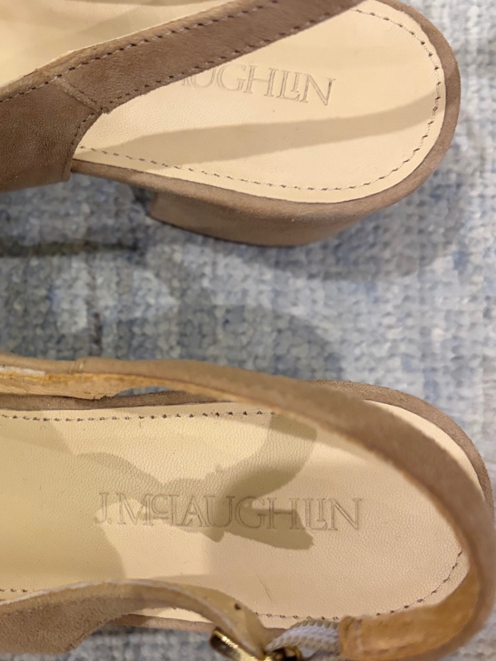 J.McLaughlin Sofia Camel Suede Slingback Heels - Square Toe - Size 7.5 - Picture 4 of 4